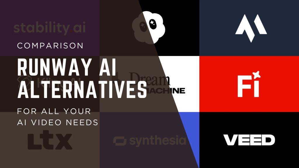 Collage of logos for the best Runway AI alternatives