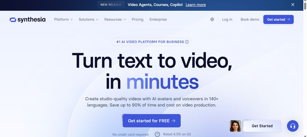 Synthesia AI video logo – professional avatar and language support platform.