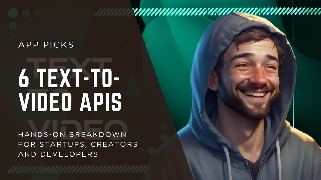 Illustration showing text prompts transforming into AI-generated videos using developer APIs